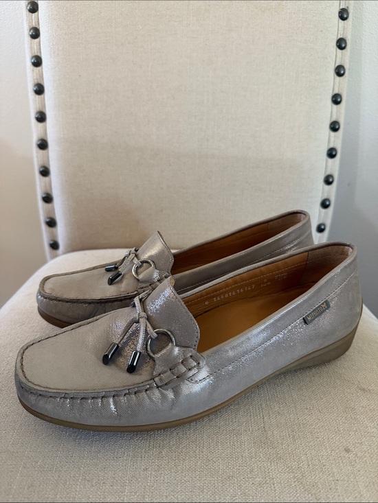 Mephisto Shoes - Mephisto Women's Cool Air Metallic Tassel Loafers Gray Taupe Size 10.5